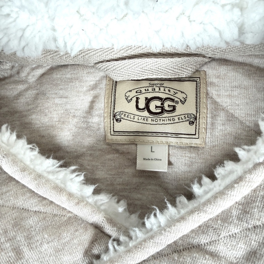 UGG Women's Quilted Asymmetrical Kay Zip Hoodie Jacket Sherpa Tan Size Large - Picture 7 of 12